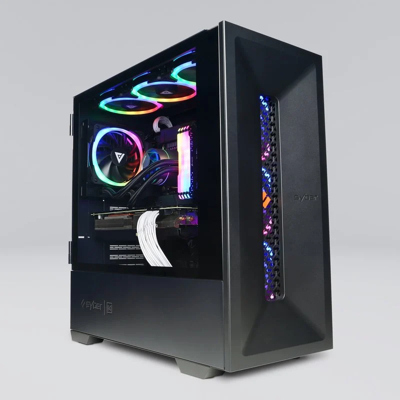 CyberPowerPC Gamer Master Gaming PC with RGB lighting, tempered glass case, and high-performance components for immersive gaming.