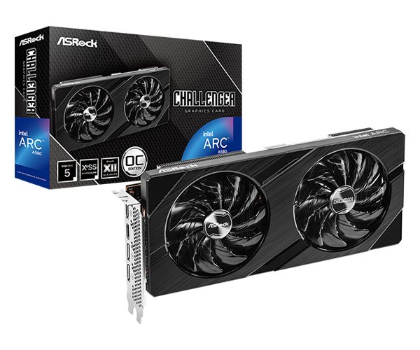 Intel Arc A580 graphics card positioned on a desk or inside a PC build, highlighted as the top budget Intel GPU choice for smooth 1080p gaming in 2025.