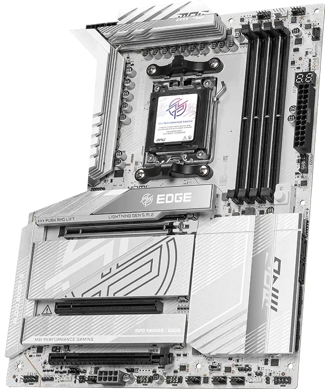 The MSI MPG X870E Edge Ti WiFi combines a sleek design with powerful features like PCIe 5.0, DDR5 support, and Wi-Fi 7, making it ideal for the Ryzen 9 9950X.